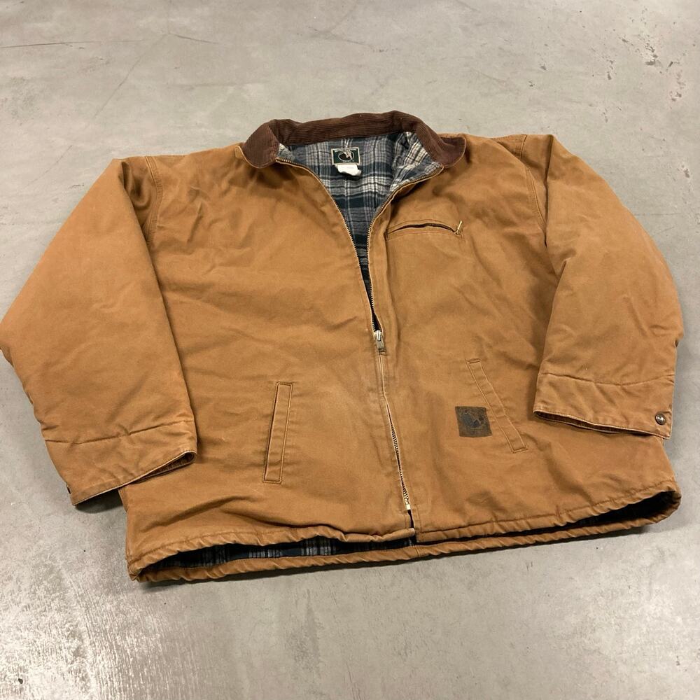 vintage 90s flannel lined detroit work jacket